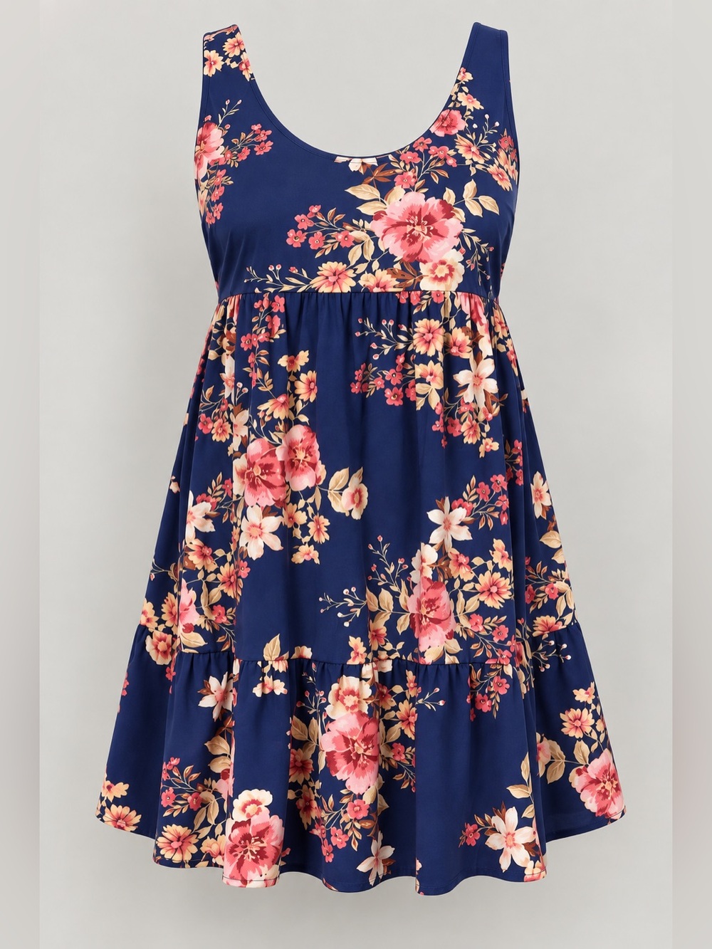 Torrid 1X Navy Floral Tiered Tank Dress Plus Size NWT 14/16